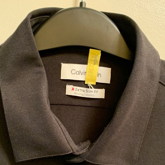 Calvin Klein Extra Slim Fit Men's Black Dress Shirt - Picture 3 of 13